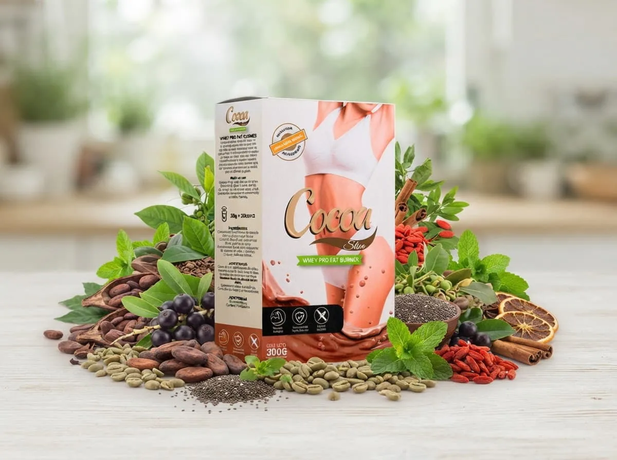 Ingredientes naturales de Cocoa Slim: cacao, café verde, chía, açaí y goji